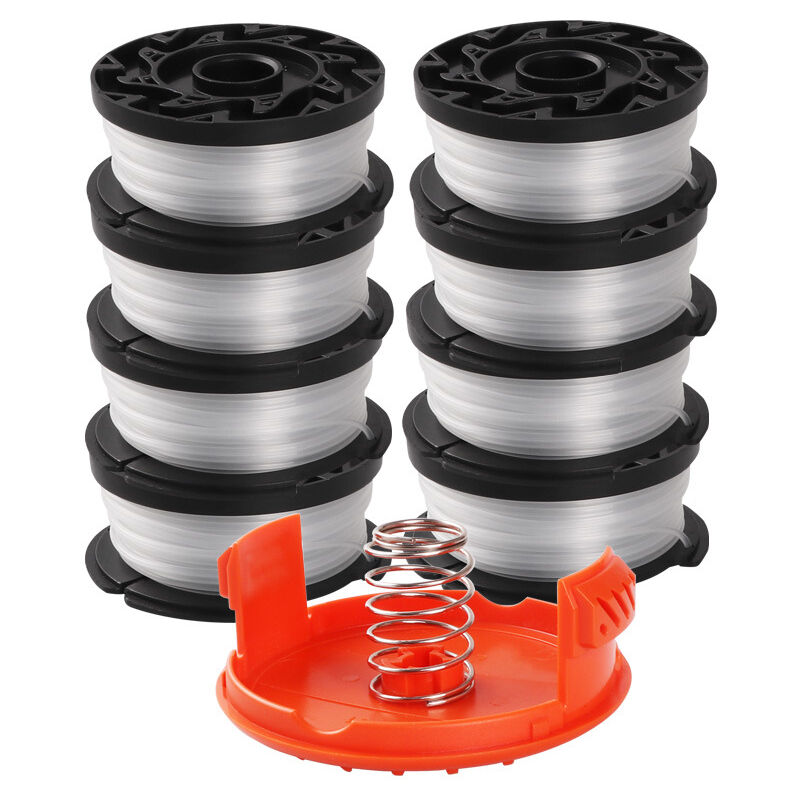 Bobine de coupe 6 pièces, compatible Black et Decker, Ø1,65 mm, avec fil de coupe de 10 m, comprend 6 bobines de coupe de rechange, 1 couvercle de