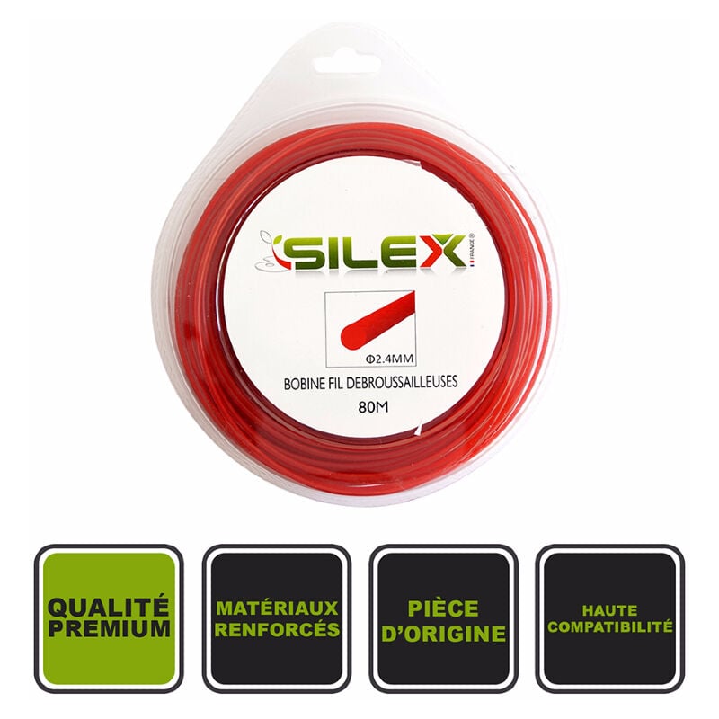Silex - Bobine de fil 80m 2.4mm ø ® pour débroussailleuse