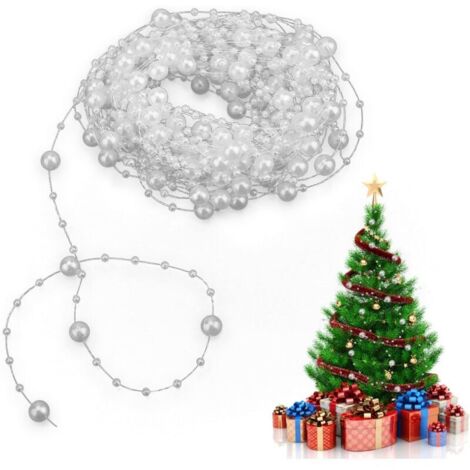 Bobine de fil de perles , Rouleau de guirlande de perles artificielles ,10 M Perles artificielles chaîne Perles chaîne Guirlande Ligne de pêche Perle Guirlande décoration de fête de Mariage(Blanc)