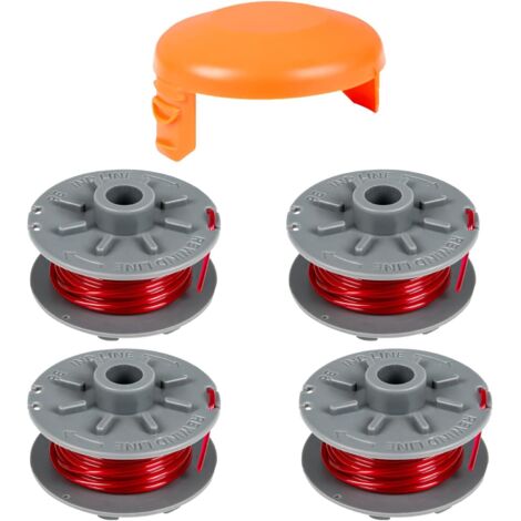 Bobine de fil de rechange pour débroussailleuse Gardena 5364-20, 1,6 mm x 6,1 m pour débroussailleuse Gardena Turbo SmallCut Art 2401 (4 bobines + 1 couvercle)