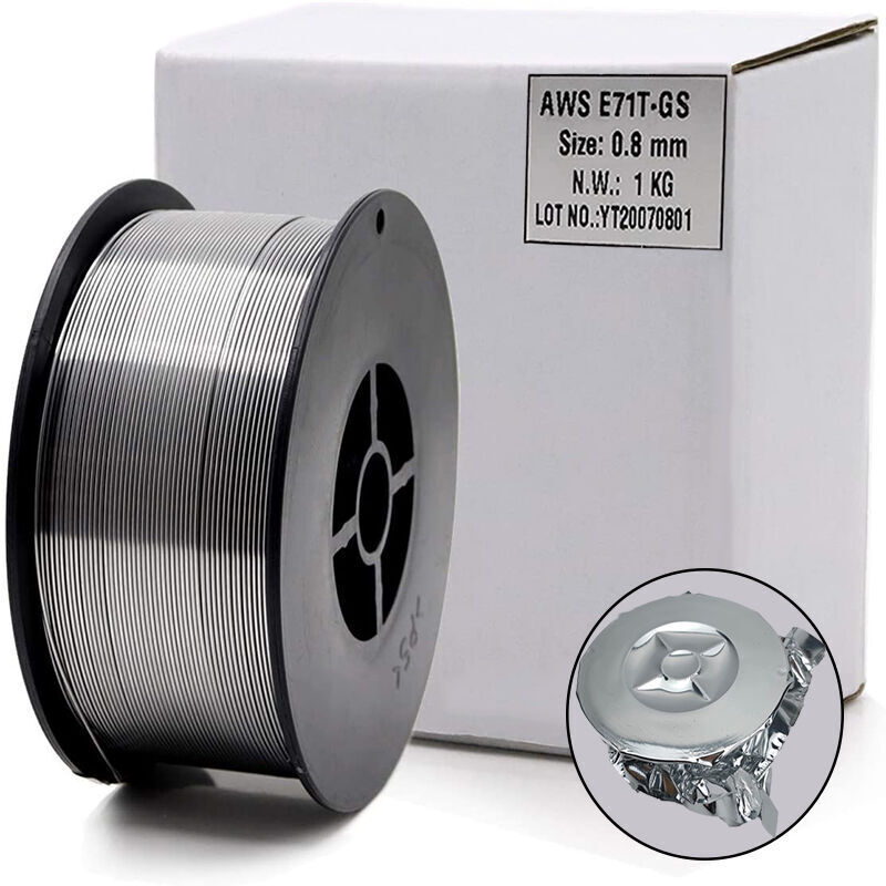 Bobine de Fil Fourre de Flux Sans Gaz Auto-blinde E71T-GS 0.8mm 1kg Pour le Soudage MIG Universel Pour Tous Azimuts