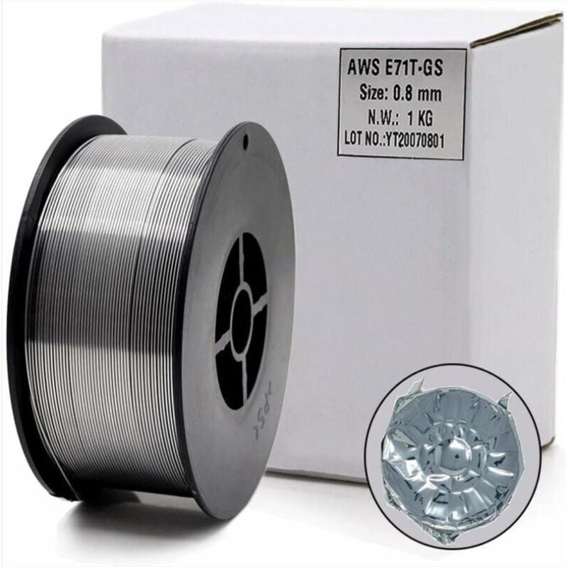 Bobine de Fil Fourre de Flux Sans Gaz Auto-blinde E71T-GS 0.8mm 1kg Pour le Soudage mig Universel Pour Tous Azimuts