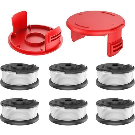 Bobine de fil pour coupe-bordure sans fil Einhell GE-CT 18/28 Li et GE-CT 18/28 Li TC, pour bobine de fil de rechange Einhell TLE-03, couvercle de bobine TLE-03-1 (6 bobines de fil + 2