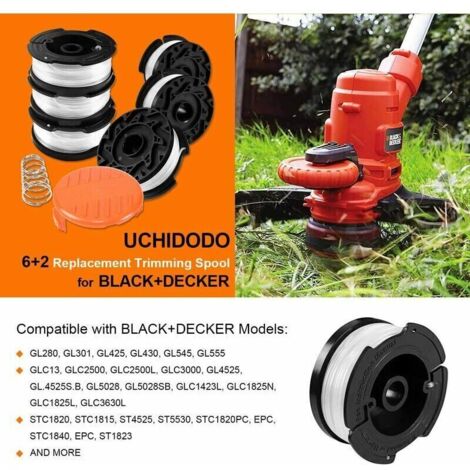 Bobine de fil pour coupe-bordures Black and Decker, 6 bobines de coupe-fil avec 1 capuchon de bobine et 1 ressort
