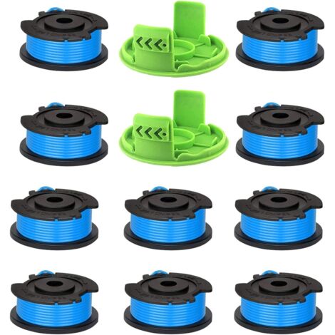Bobine de fil pour débroussailleuse Greenworks - Bobine de fil unique pour débroussailleuses à gazon de 1,65 mm - Bobine de fil de rechange pour débroussailleuse 24 V Greenworks Series (10 + 2)