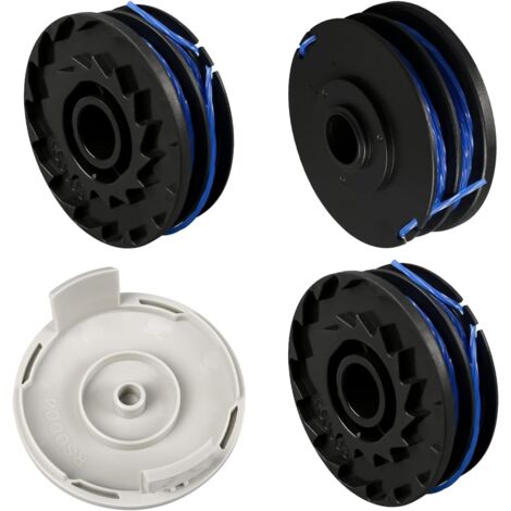 Bobine de Fil pour Ryobi RAC123 5132002670 débroussailleuse, 1,6 mm x 8,3 m Rechange RLT4027 RLT4125, RLT5027, RLT6030, RLT5127, RLT6130 (3 bobines + 1 Couvercle) - 3 Spool+1 Cap