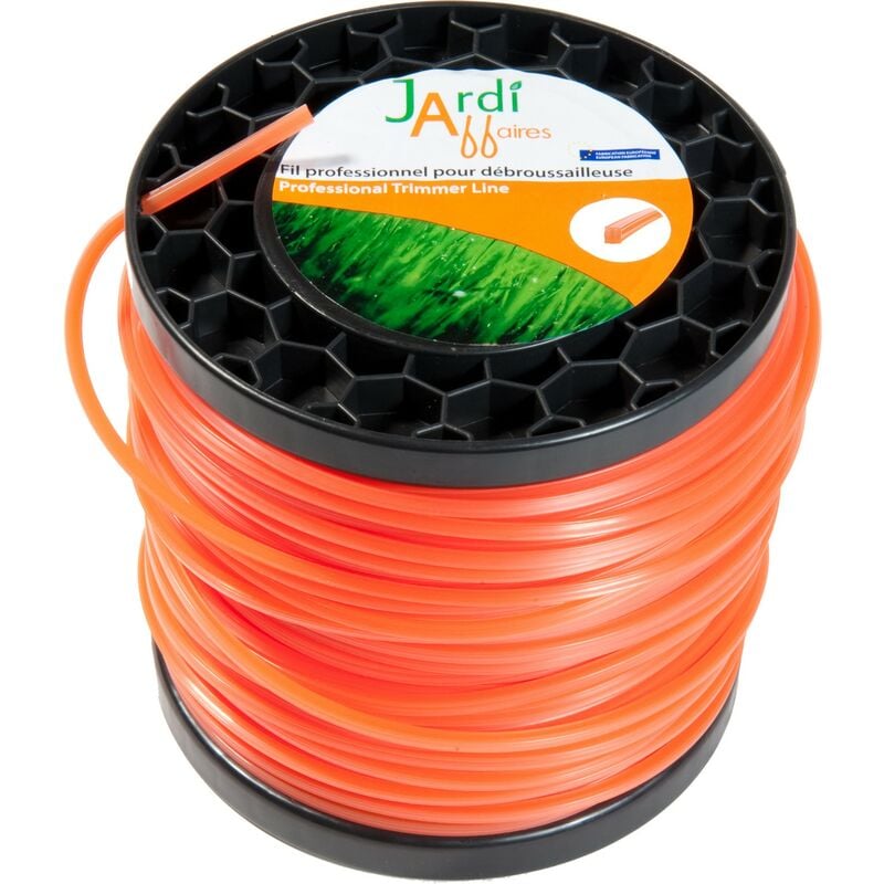 Jardiaffaires - Bobine de fil professionnel Carré pour débroussailleuse 2,4mm x 194 mètres 1Kg