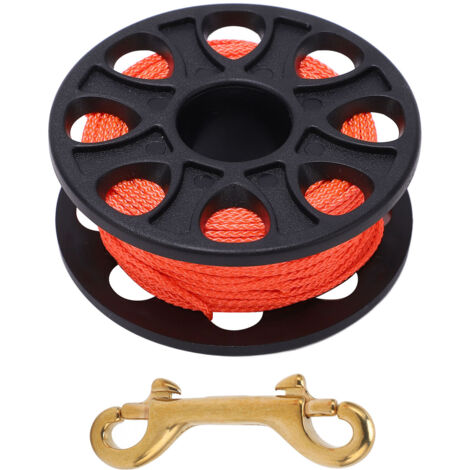Bobine de plongée 30 m avec mousqueton double et fil fluorescent orange - pour sécurité sous-marine