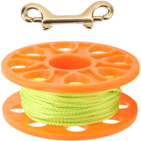 Bobine de Plongée Fluorescente avec Ligne Verte, Matériau Plastique et Crochet Double en Cuivre, Longueur de Câble 30 Mètres pour Équipement de Plongée