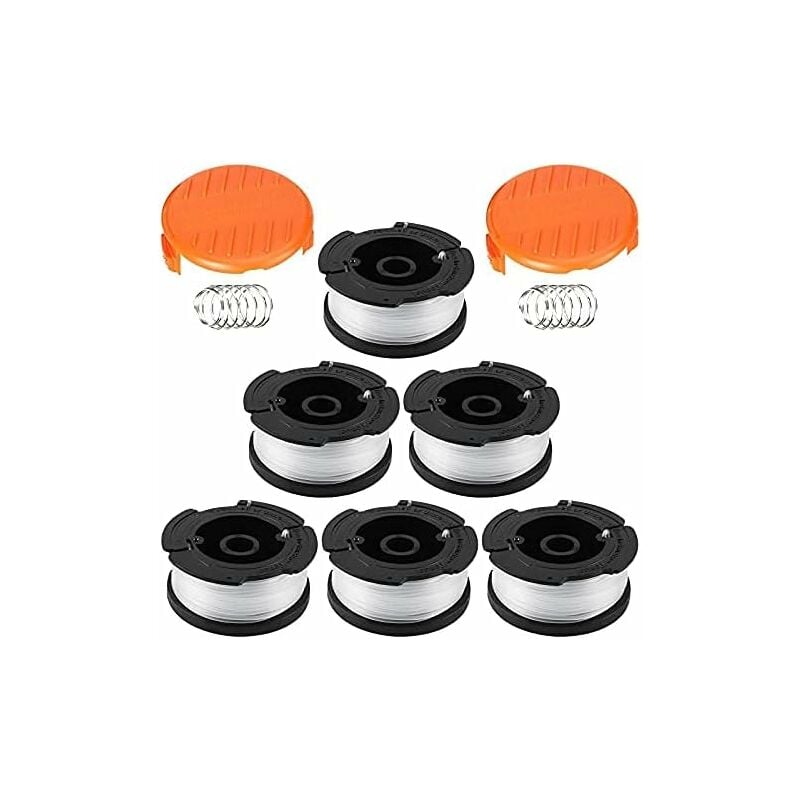 Beijiyi - Bobine de Rechange pour Coupe-Bordures Black+Decker AF-100 Remplacement à Alimentation Automatique(6/8 bobines, 2 Capuche, 2 Ressort) (6PCS)