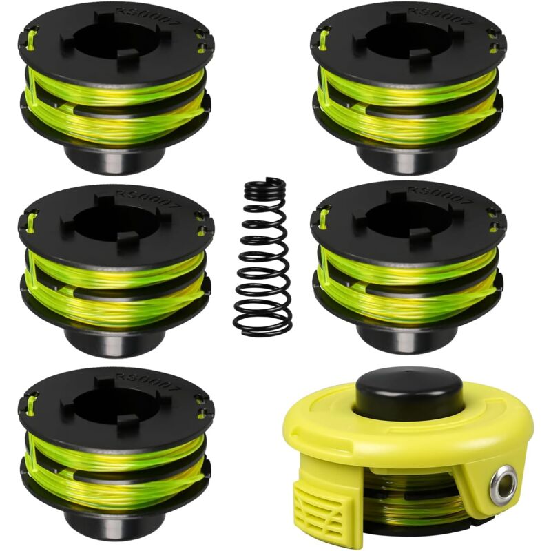 Bobine de rechange pour débroussailleuse RAC118 avec capuchon RAC119 pour tondeuse à gazon Ryo-bi RLT3025F/S, RLT3525S (6 bobines + 1 capuchon + 1