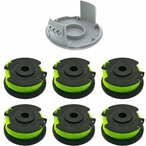 Bobine de remplacement pour brosse Ryobi RAC142 36V, accessoire pour tondeuse, bobine de remplacement pour tondeuse, pour brosses radio RLT36B33 et RY36LT33A-0 (6 bobines + 1 capuchon)