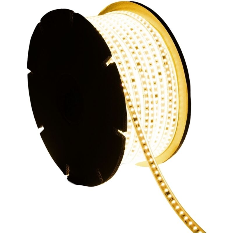 Efectoled - Bobine de Ruban led Dimmable Auto-redressement 220V SMD2835 Silicone flex 120 LED/m High Lumen Largeur 12mm 50 metres IP67 Coupe 2200K