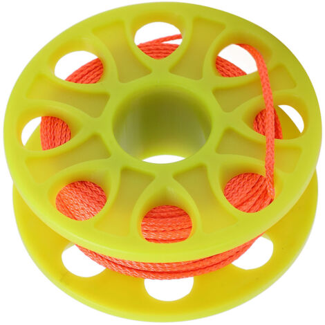 Bobine de sécurité plongée 30 mètres avec mousqueton double et corde fluorescente orange-jaune