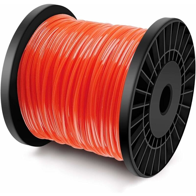Bobine de tondeuse Fil de coupe 5 tranchants en nylon 2.4 mm x 100 mètres Orange Rouge
