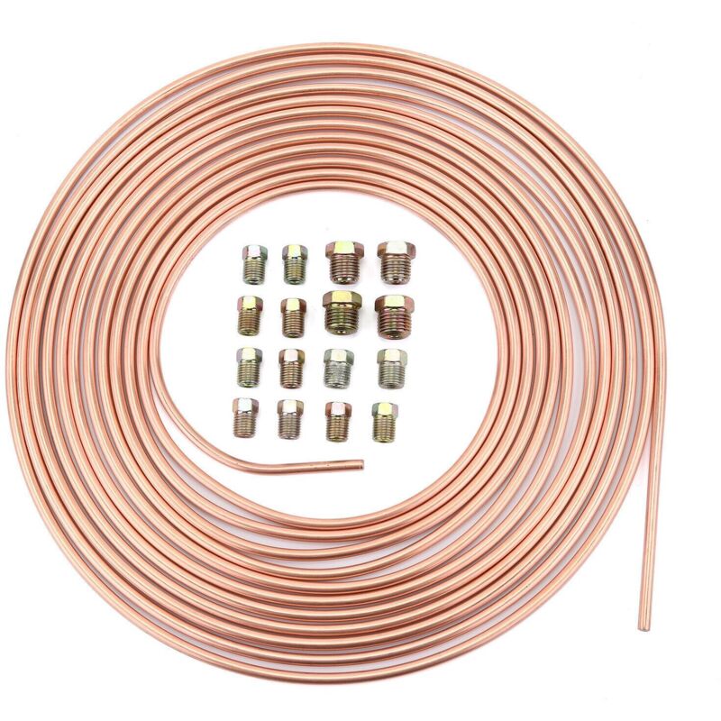 Lauwexe - Bobine de tuyau de frein en cuivre et nickel - Diamètre extérieur 3/16', anti-rouille (7,62m)