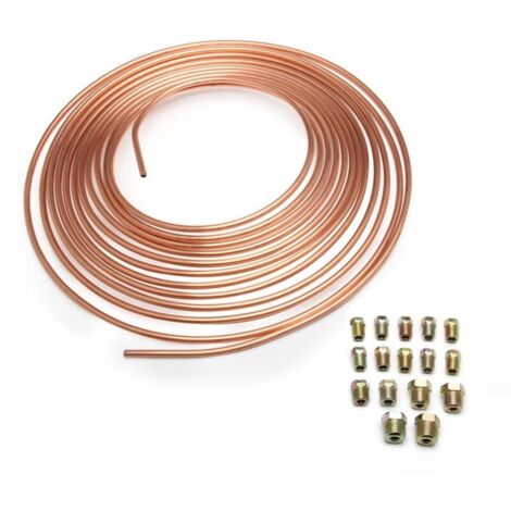 Bobine de tuyau de frein en cuivre-nickel et kit de montage 3/16 OD 25 pi rouleau de bobine