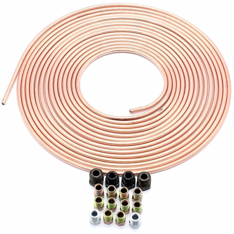 Bobine de tuyau de frein en cuivre-nickel et kit de montage 3/16 OD 25 pi rouleau de bobine