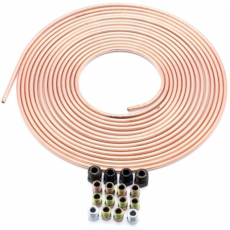 Bobine de tuyau de frein en cuivre-nickel et kit de montage 3/16 OD 25 pi rouleau de bobine