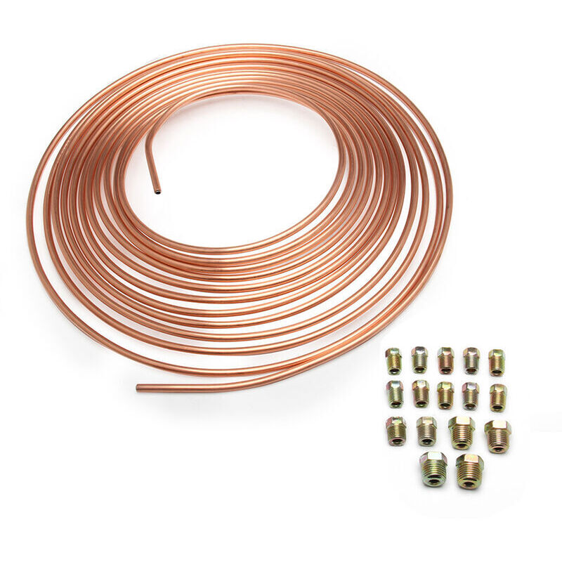 Bobine de tuyau de frein en cuivre-nickel et kit de montage 3/16 OD 25 pi rouleau de bobine