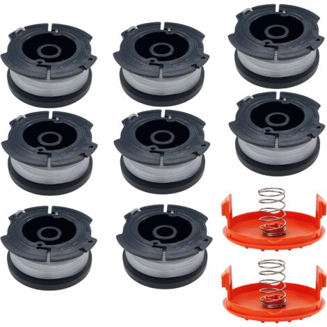 Bobine fil coupe bordure fil de rechange A6481 compatible pour Black et Decker Ø 1,65mm longueur 9,1m [Lot 8 bobines + 2 couvercles] Phonillico®