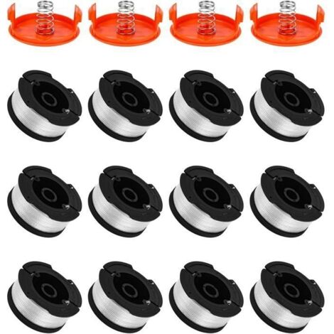 Bobine Fil Coupe Bordure pour Black et Decker Coupe-Bordures, 12 Bobine de Fil Debroussailleuse +4 Couvercle de Bobine +4 Ressort