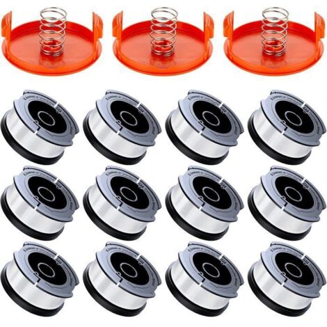 Bobine Fil Coupe Bordure pour Black et Decker Coupe-Bordures, 12 Bobine de Fil Debroussailleuse,3 Couvercle de Bobine et 3 Ressort.