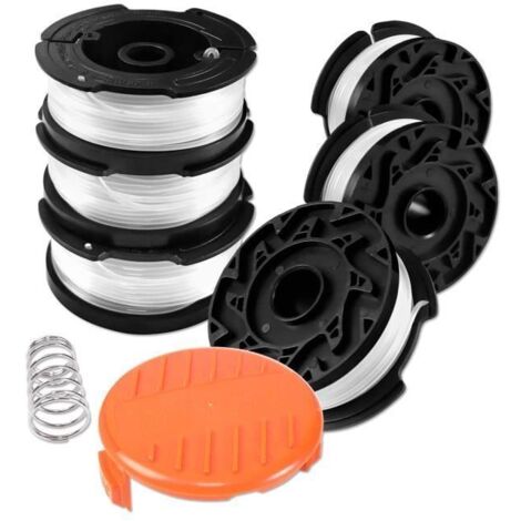 Bobine Fil Coupe Bordure pour Black et Decker Coupe-Bordures, 6 Bobine de Fil Debroussailleuse +1 Couvercle de Bobine +1 Ressort