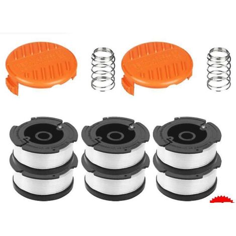 bobine Fil Coupe Bordure Pour Black Et Decker Coupe-bordures, 6 Bobine De Fil Debroussailleuse Avec 2 Couvercle De Bobine Et 2 Ressort