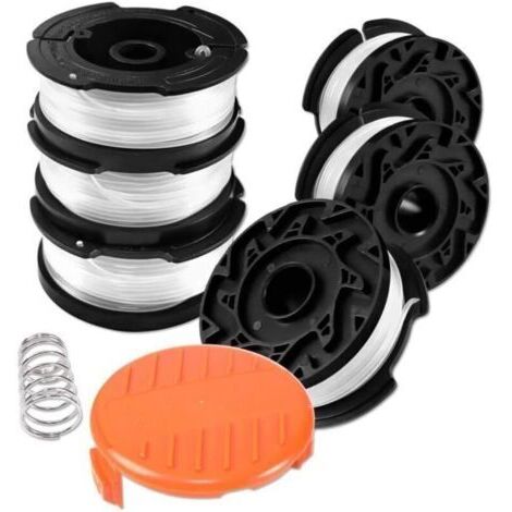 Bobine Fil Coupe Bordure pour Black et Decker Coupe-Bordures, 6 Bobine de Fil Debroussailleuse avec Couvercle de Bobine et Ressort