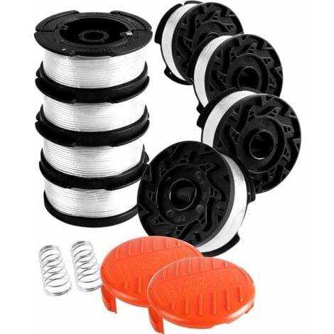 TUSERXLN Bobine Fil Coupe Bordure Pour Black Et Decker Coupe-Bordures, 8 Bobine De Fil Debroussailleuse Avec 2 Couvercle De Bobine Et 2 Ressort