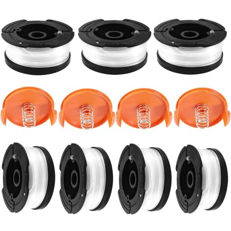 Bobine Fil Coupe Bordure pour Black et Decker Coupe-Bordures, Bobines A6481 A6485 Compatible avec Black et Decker Af-100, 7 Bobine de Fil Debroussailleuse avec 4 Couvercle de Bobine et 4 Ressort