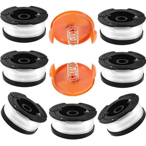 Bobine Fil Coupe Bordure pour Black et Decker Coupe-Bordures, Bobines A6481 A6485 Compatible avec Black et Decker Af-100, 7 pcs Bobine de Fil Debroussailleuse avec 2 Couvercle de Bobine et 2 Ressort