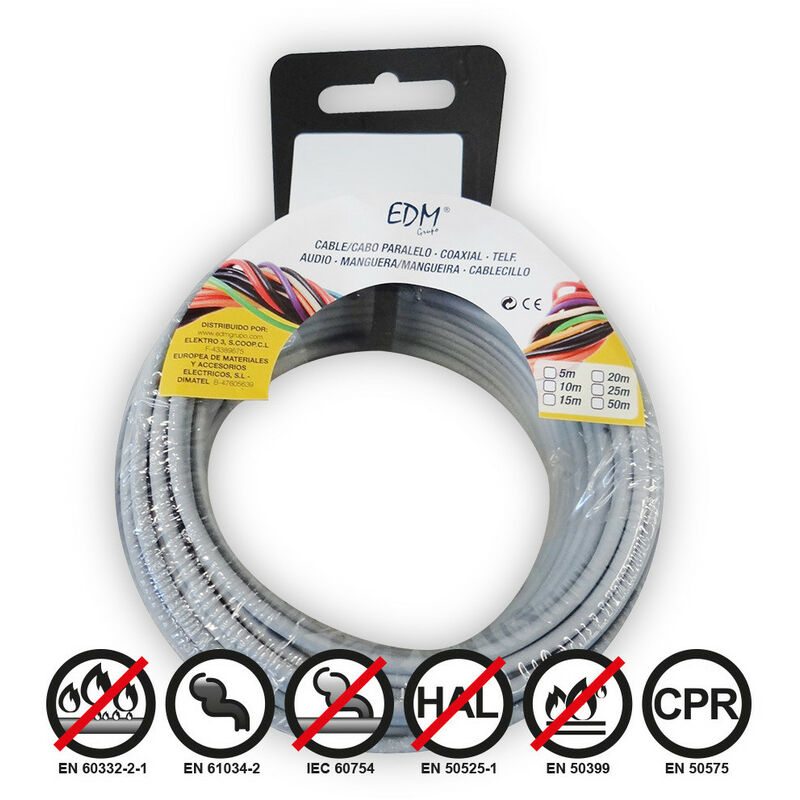 Bobine Fil Électrique Flexible 2,5mm Gris Sans Halogène 25m