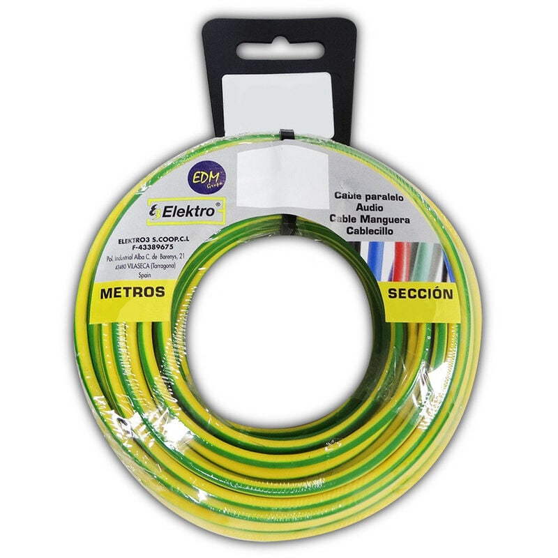 EDM - Bobine fil électrique 6mm câble bicouleur 10mts sans halogène