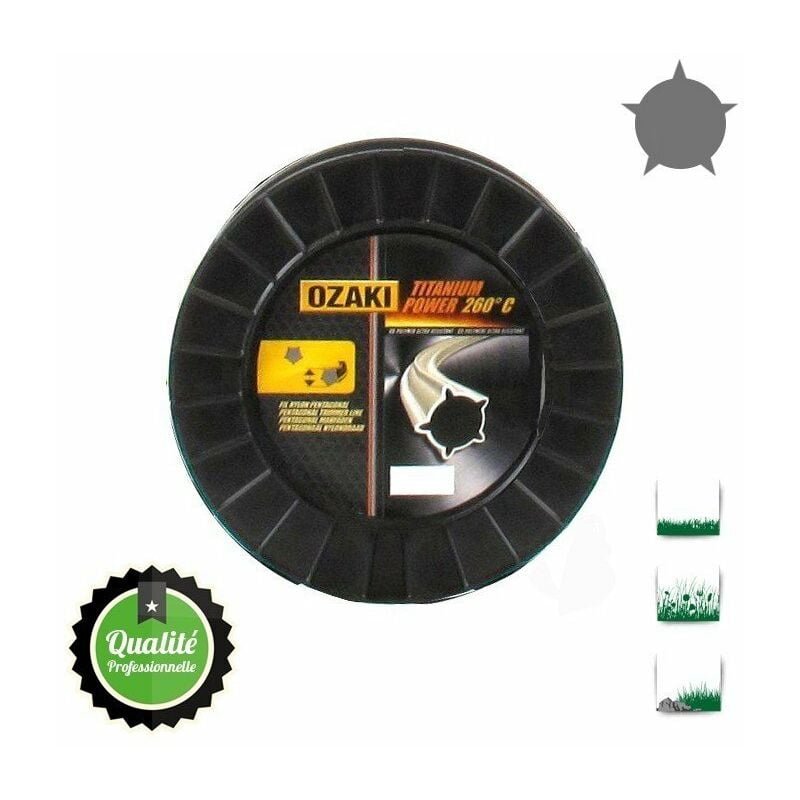 Bobine fil nylon pentagonal bi-composant OZAKI titanium power - 2,40 mm x 290m - qualité professionnelle