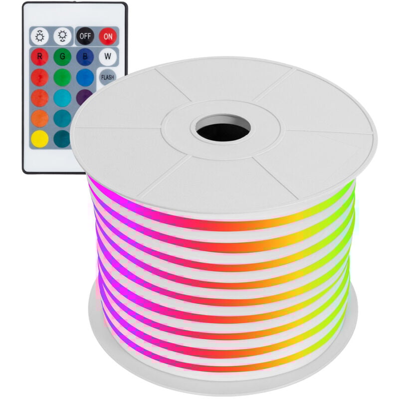 Ledkia - Bobine Gaine Néon led Flexible Dimmable 11W/m 220V ac 60 LED/m 50m Semi-circulaire 180° rgb IP67 Coupe Tous les 100cm rgb