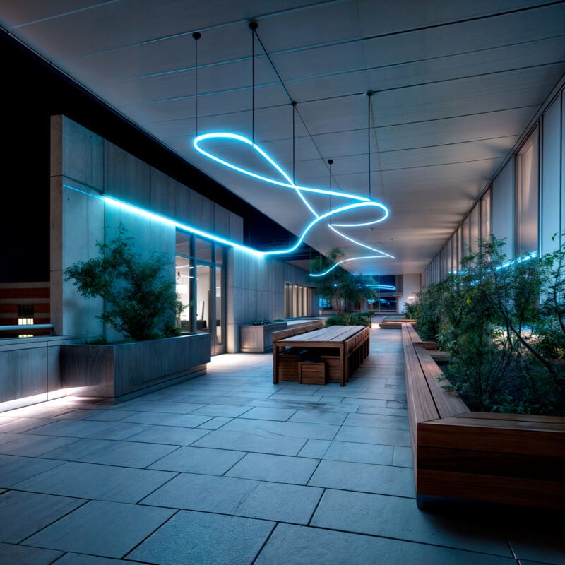 Ledkia - Bobine Gaine Néon led Flexible Dimmable 7.5W/m 220V ac 120 LED/m 50m Semi-circulaire 180° Bleue IP67 Coupe Tous les 100cm Bleu