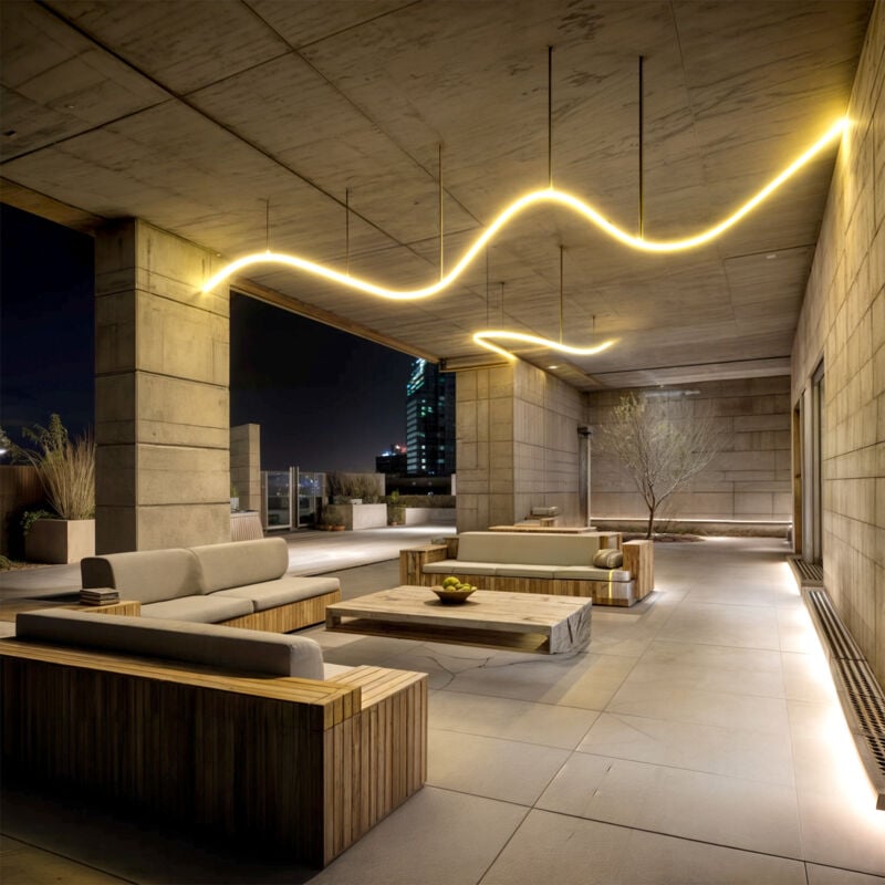 Ledkia - Bobine Gaine Néon led Flexible Dimmable 7.5W/m 220V ac 120 LED/m 50m Semi-circulaire 180° Jaune IP67 Coupe Tous les 100cm Jaune