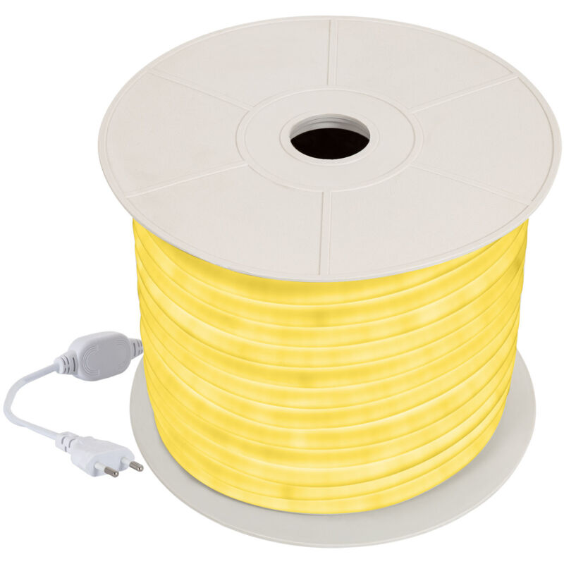 Bobine Néon led Flexible 360º Rond Dimmable 220V ac 120LED/m IP67 Jaune 50 Mètres sur Mesure Coupe Tous les 100cm Jaune