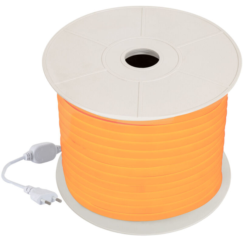 Ruban led Néon Dimmable 220V bobine 50m Orange Circulaire 360 9W/m Coupe 100cm IP67 Orange