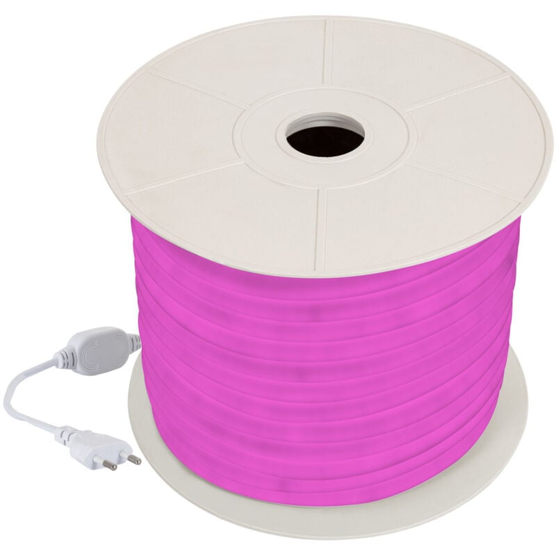 Ledkia - Bobine Néon led Flexible 360º Rond Dimmable 220V ac 120LED/m IP67 Rose 50 Mètres sur Mesure Coupe Tous les 100cm Rose