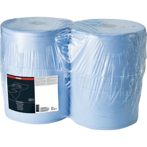 Bobine papier bleu, 2 pli ,1000 feuilles 38x36cm E-COLL(Par 2)