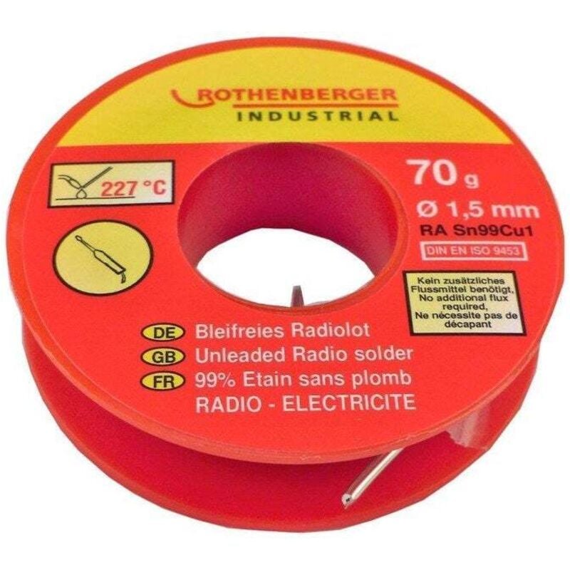 ROTHENBERGER Bobine étain radio 1,5 mm, 200 g. ROTHENBERGER