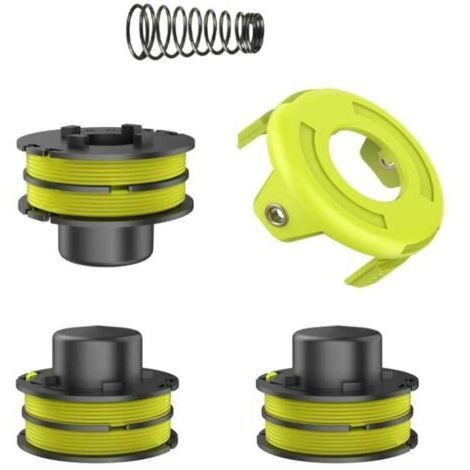 Bobines de fil, compatibles avec RLT3025F/S, RLT3525S, interchangeables, originales RAC119, (3 bobines de fil de rechange + 1 ressort + 1 cache débroussailleuse) ,4.924.923.71cm