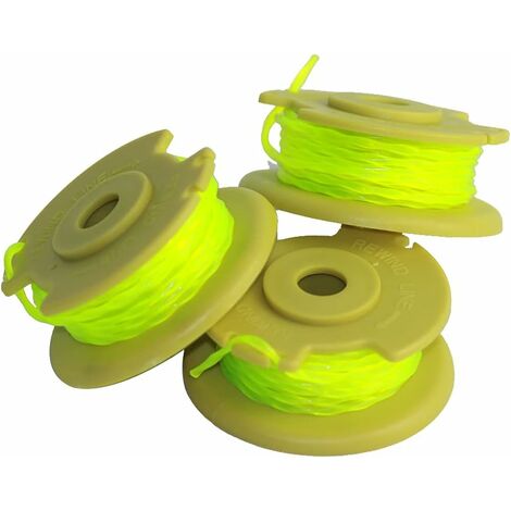 Bobines de Fil de Coupe, Capuchon de Bobine de Coupe-Bordures, 6 x 3,4m Bobines de Rechange pour Coupe-Bordures, Diamètre du Ø 2 mm Bobine Fil Coupe Bordure pour Ryobi 18v 24v 40v Fonepro 3Pcs