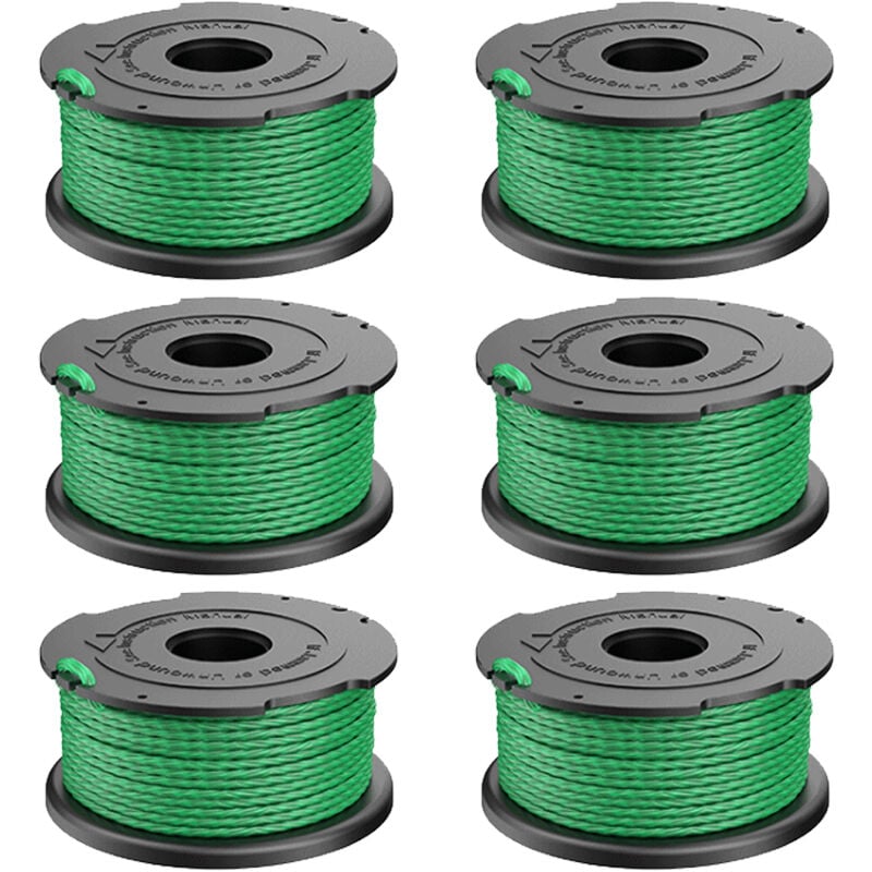 Tonchean - Lot de 6 bobines de fil vert pour débroussailleuse Black & Decker GL7033 GL8033 GL9035 A6482