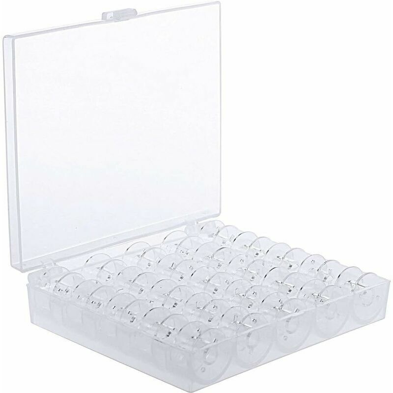 MSBD Bobines de machine à coudre avec boîte de rangement, transparent, 25 pièces