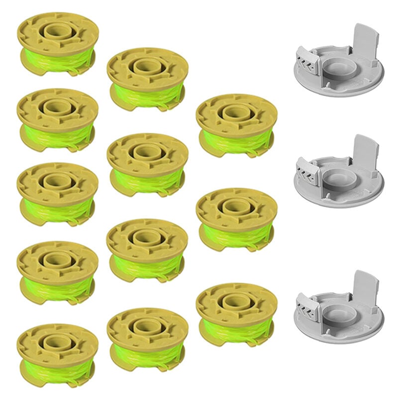 Pack de 12 bobines de rechange + 3 capuchons pour coupe-bordures sans fil AC80RL3 18V 24V 40V Tonchean