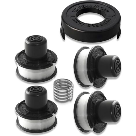 Bobines de rechange pour Black & Decker - Bobines pour débroussailleuse (4 bobines + 1 capuchon + 1 jeu de ressorts)